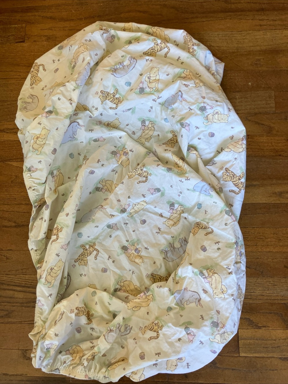 Winnie the Pooh Printed Fitted Crib Sheet - White with Pastel Accents